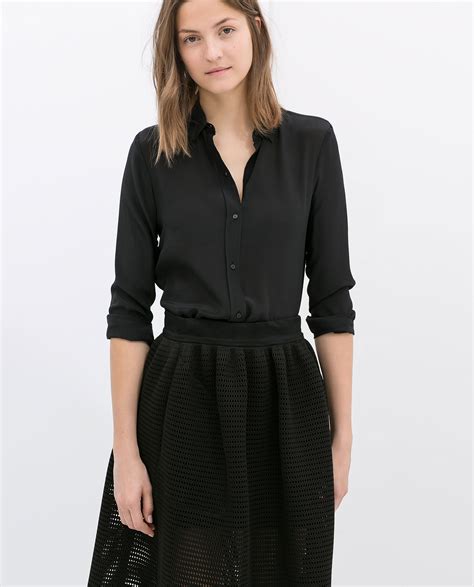 zara black shirt|zara black tops ladies.